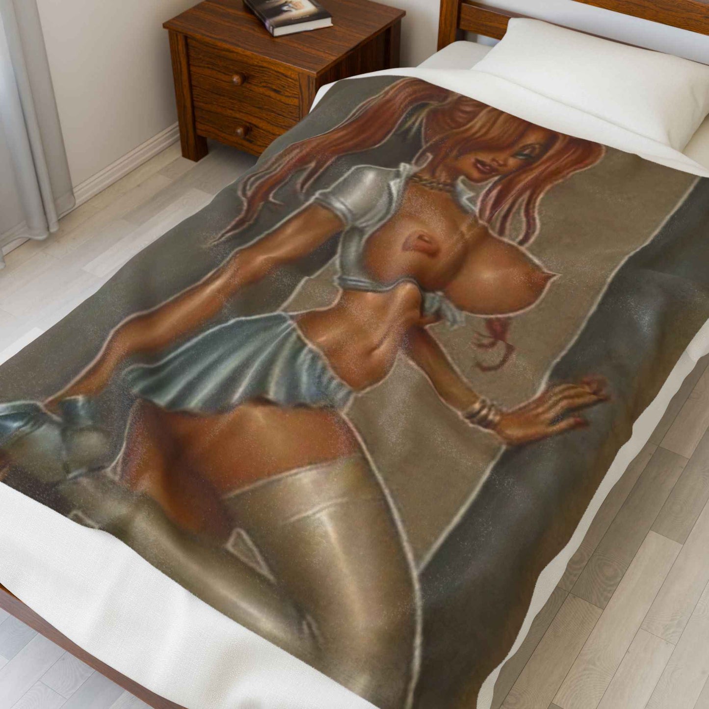 Sexy Pinup Girl Velveteen Plush Blanket | Erotic Art Throw