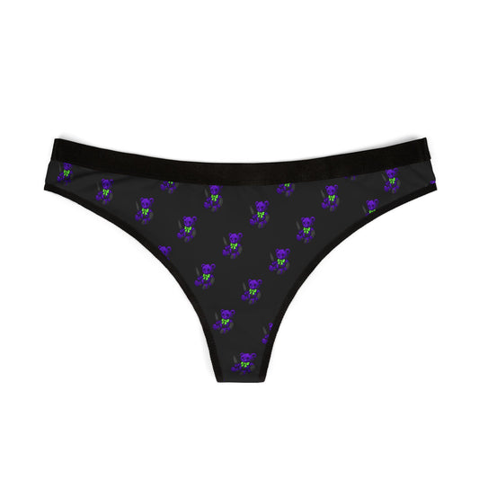Skull Pattern Women's Thong – Gothic Purple Skull All-Over Print Lingerie - Fked fabrics