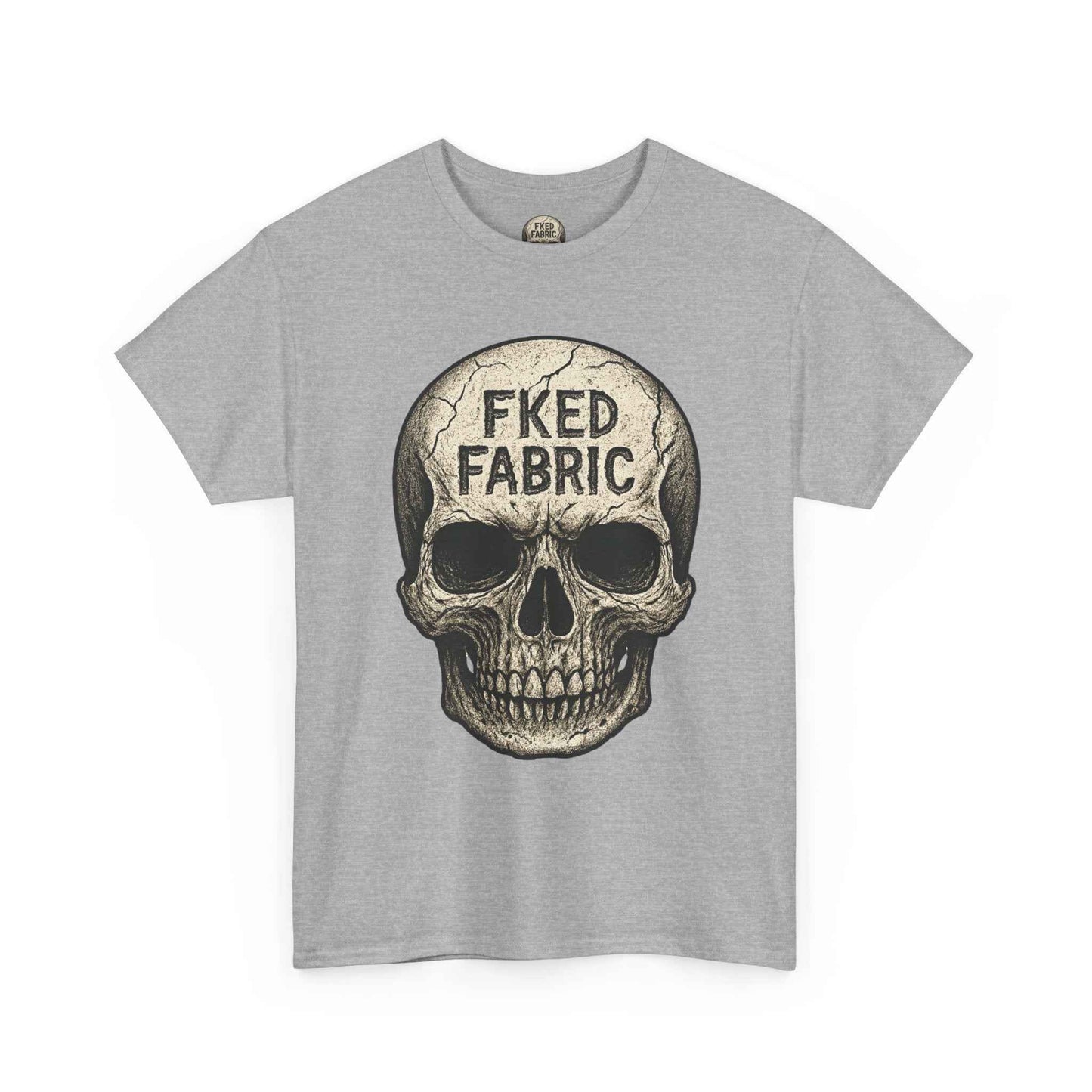Skull "FKED FABRIC" Graphic Tee - Edgy Punk Skull Shirt