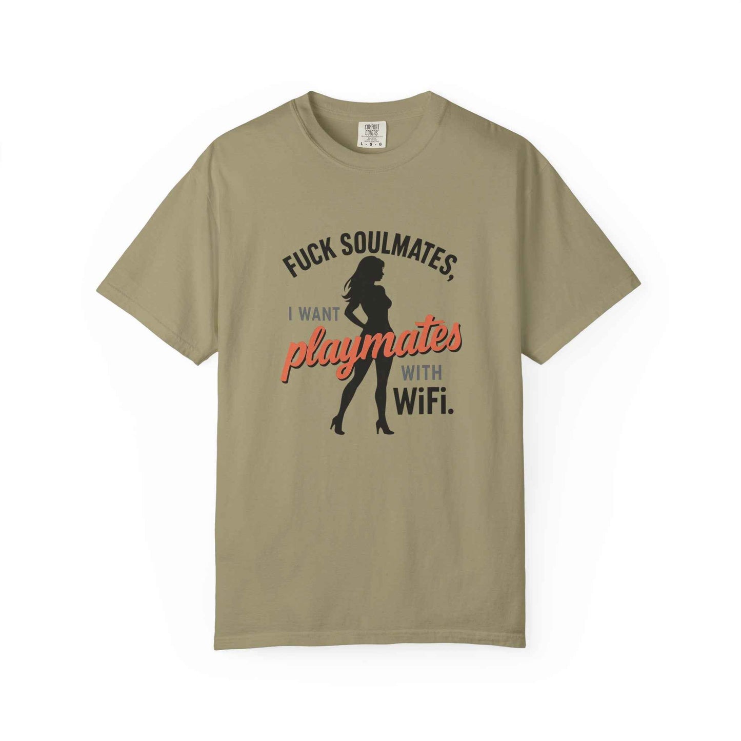 Playmates With WiFi T-Shirt — Funny Graphic Tee with 'Fuck Soulmates, I Want Playmates With WiFi'