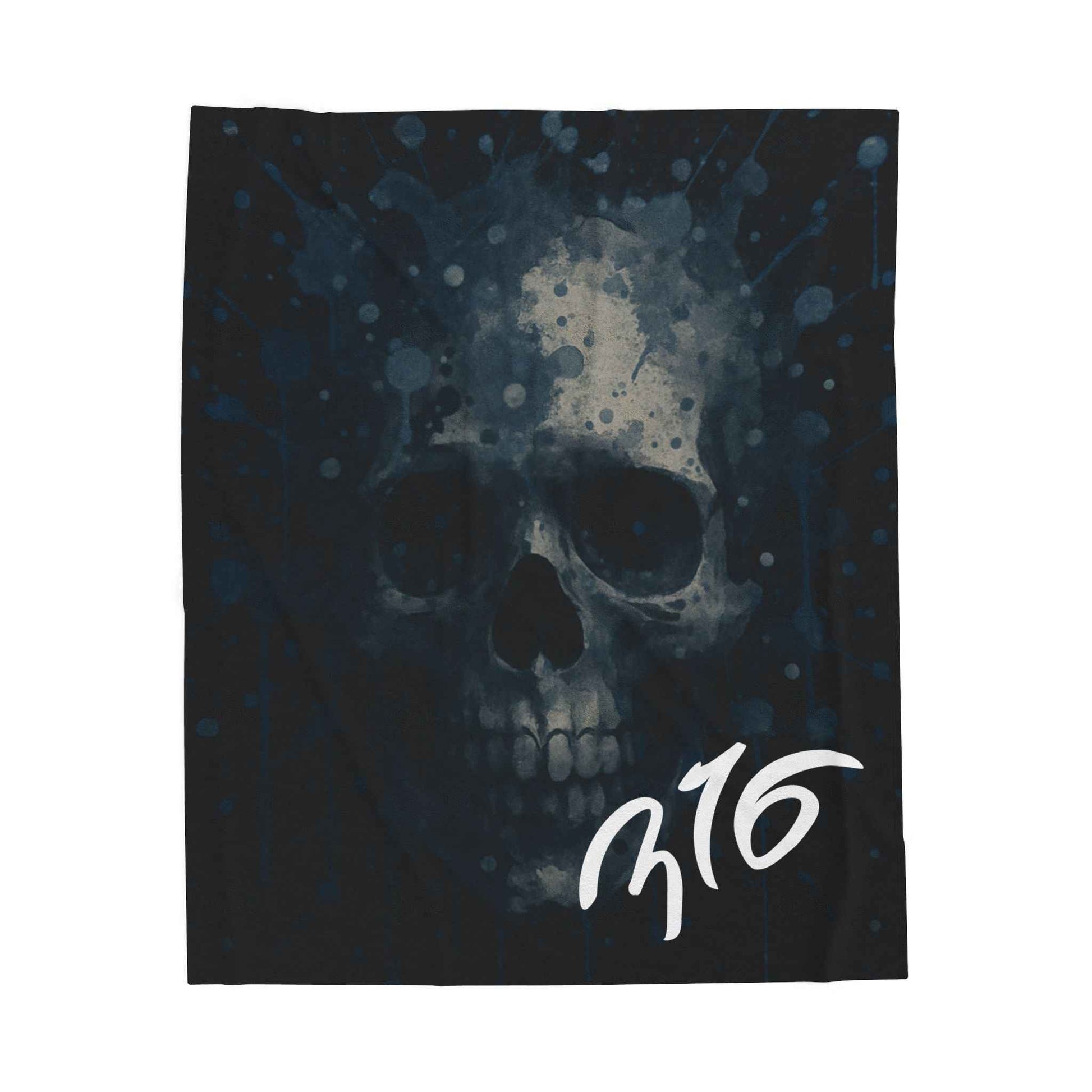 Skull Watercolor Painting Velveteen Plush Blanket | Dark Gothic Home Decor