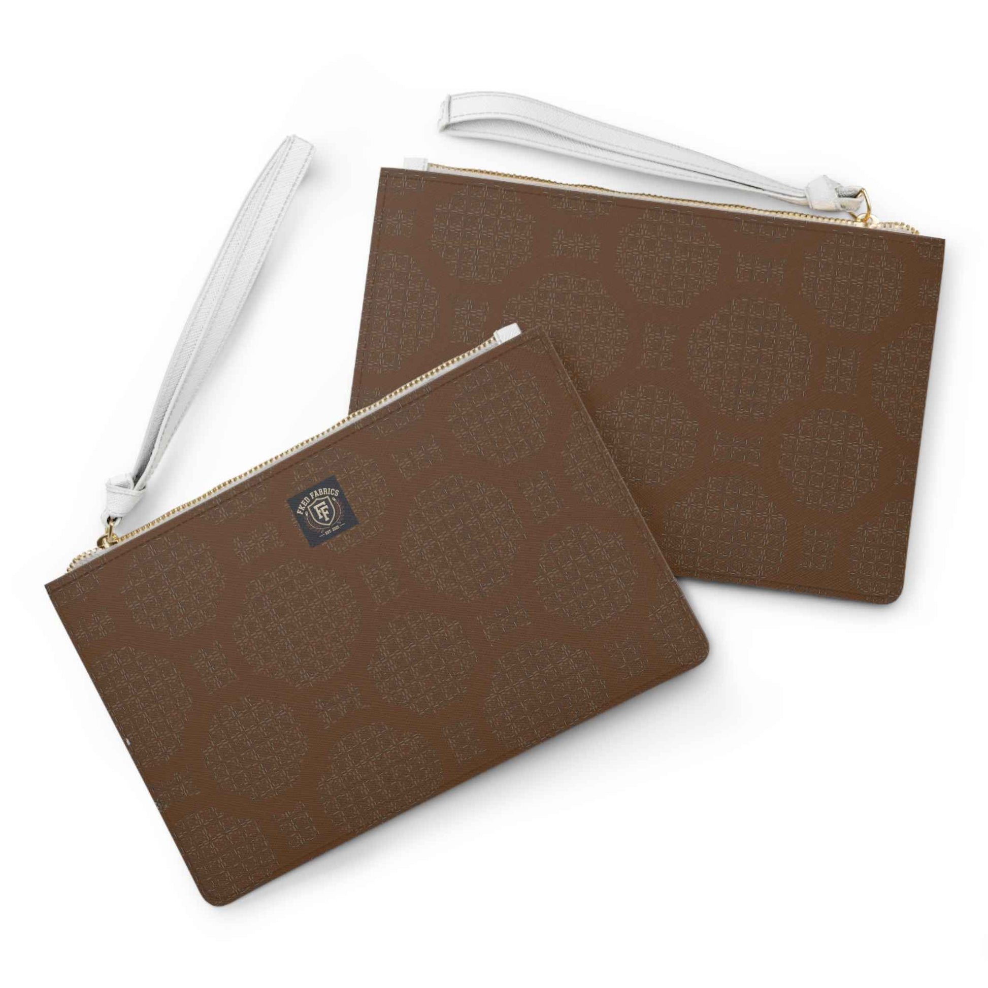 Monogram Brown Patterned Clutch Bag – Initial "F" Wristlet
