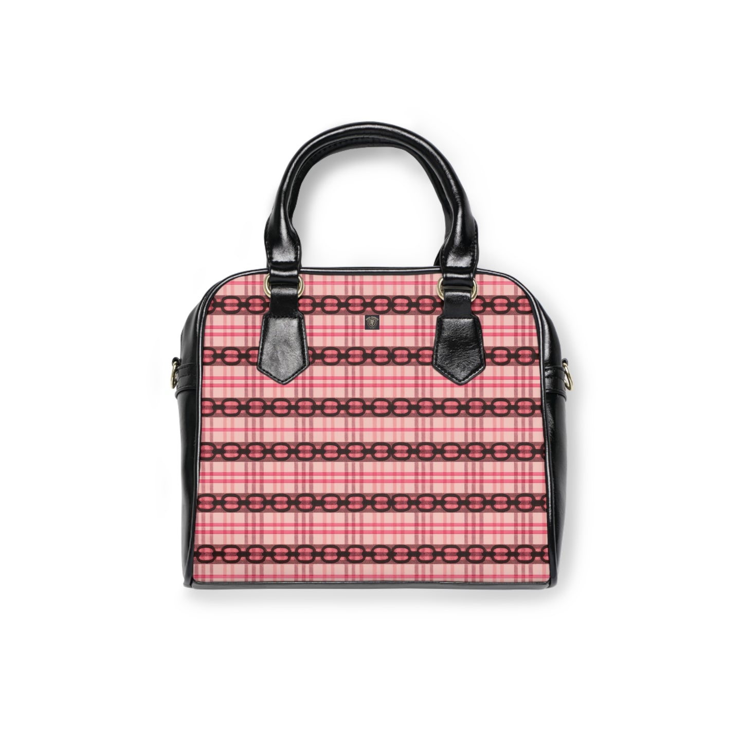 Pink Plaid Shoulder Handbag – Vintage Chain Stripe Pattern